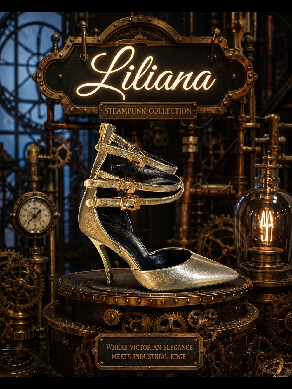 Liliana Metallic Gold Triple-Strap Pointed Toe Heels